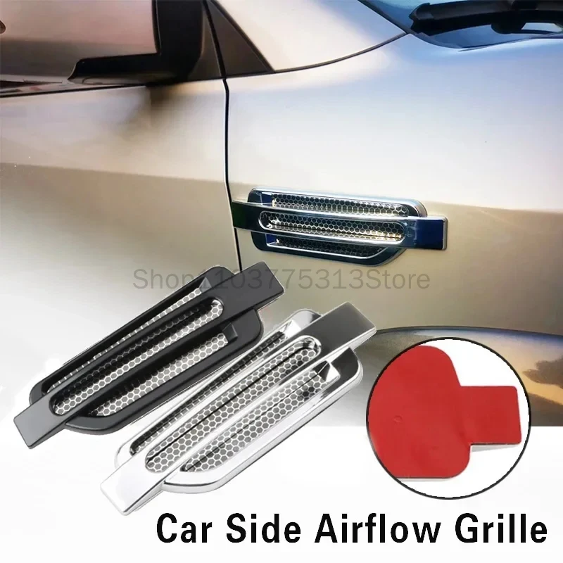 Universal Car Side Fender False Vent Sticker Racing Intake Grille Trim Chrome Decorative Car Side Air Flow Vent car Accessories