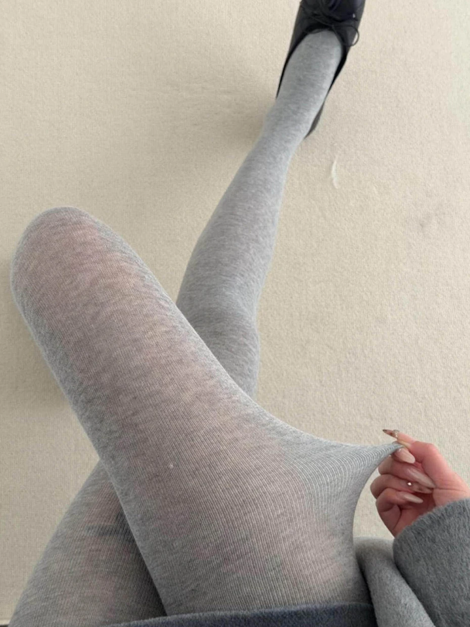 

Grey Micro-translucent Pantyhose Miu Series Retro Personality Base Layer Women's Tight Fit High Waist Comfortable Polyester F...