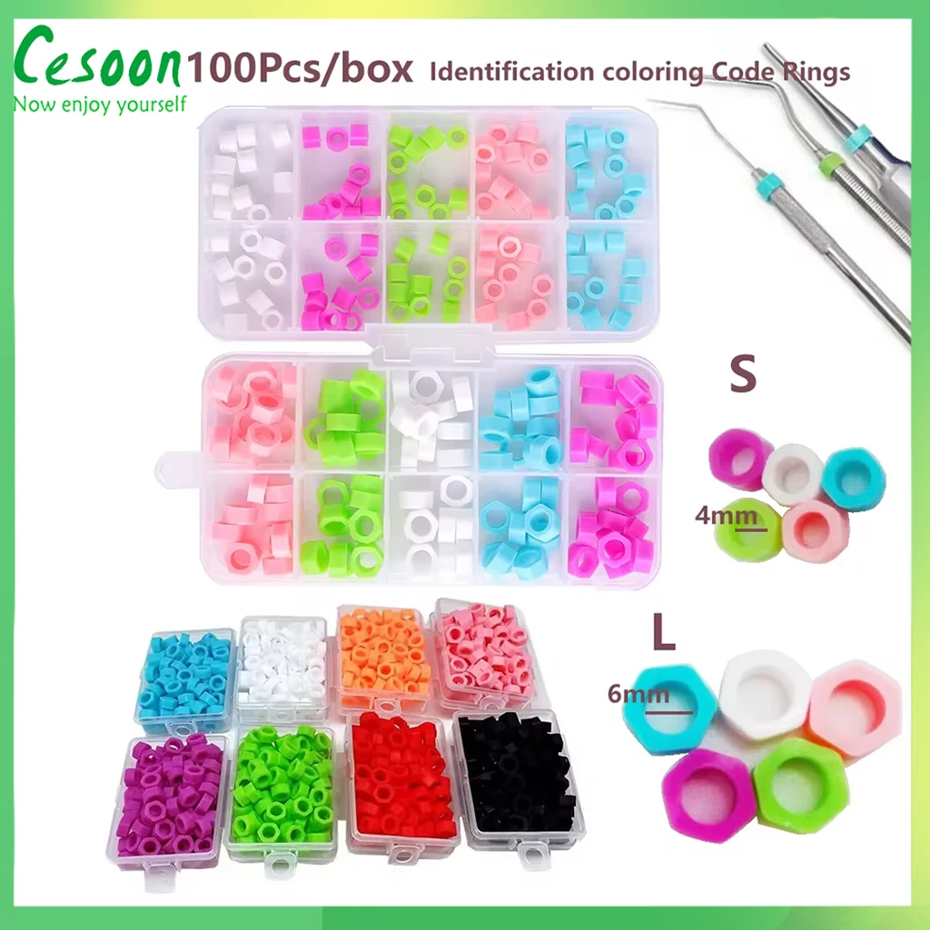 100Pcs Dental Code Ring Silicone Instrument Identification Code Circle Mobile Phone Disinfection Mark Circle Dentists Supplies