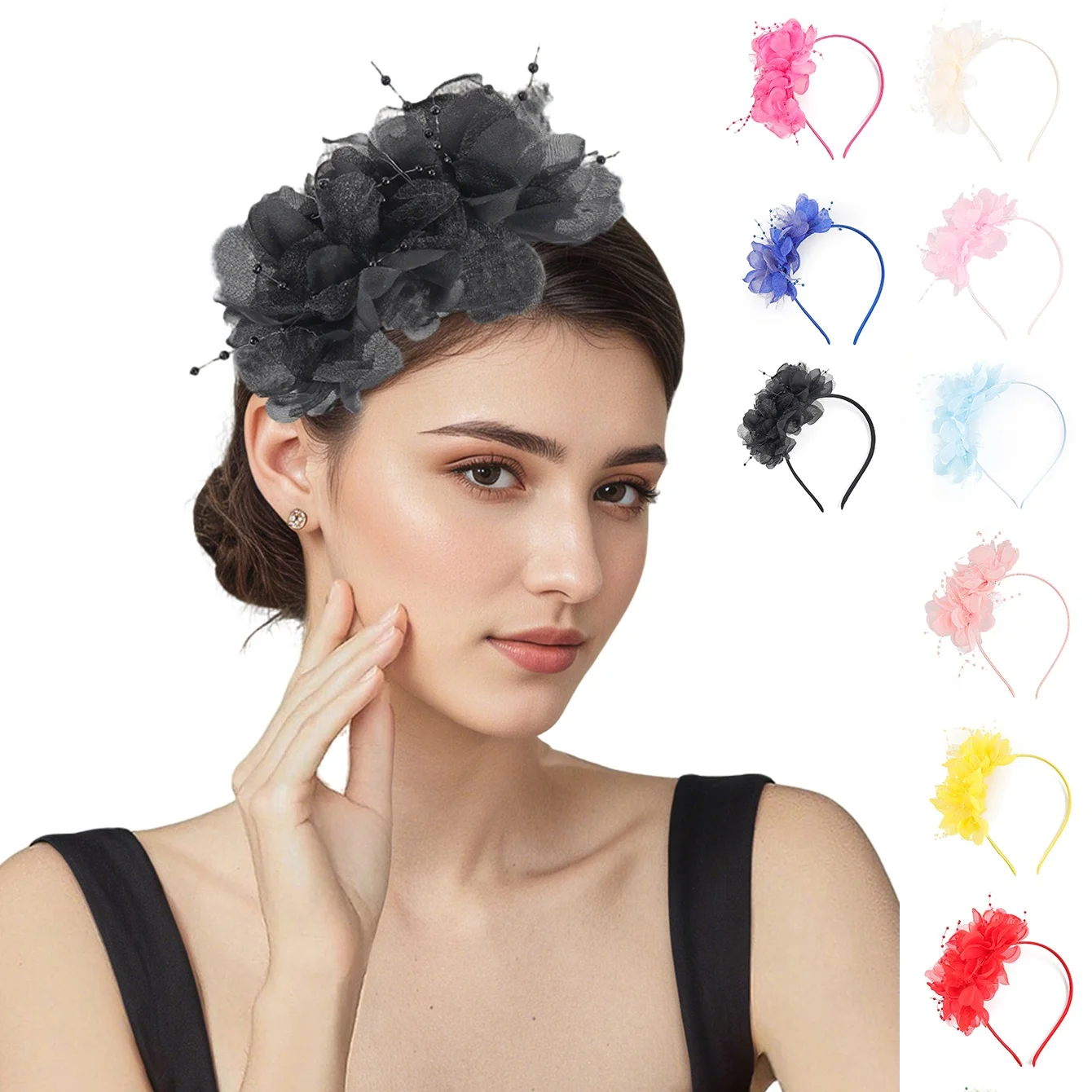 

Уникальные красочные аксессуары для коктейлей с перьями, камуфляжная вечеринка, элегантная повязка на голову с бусинами, красивый головной убор с цветком для женщин и дам