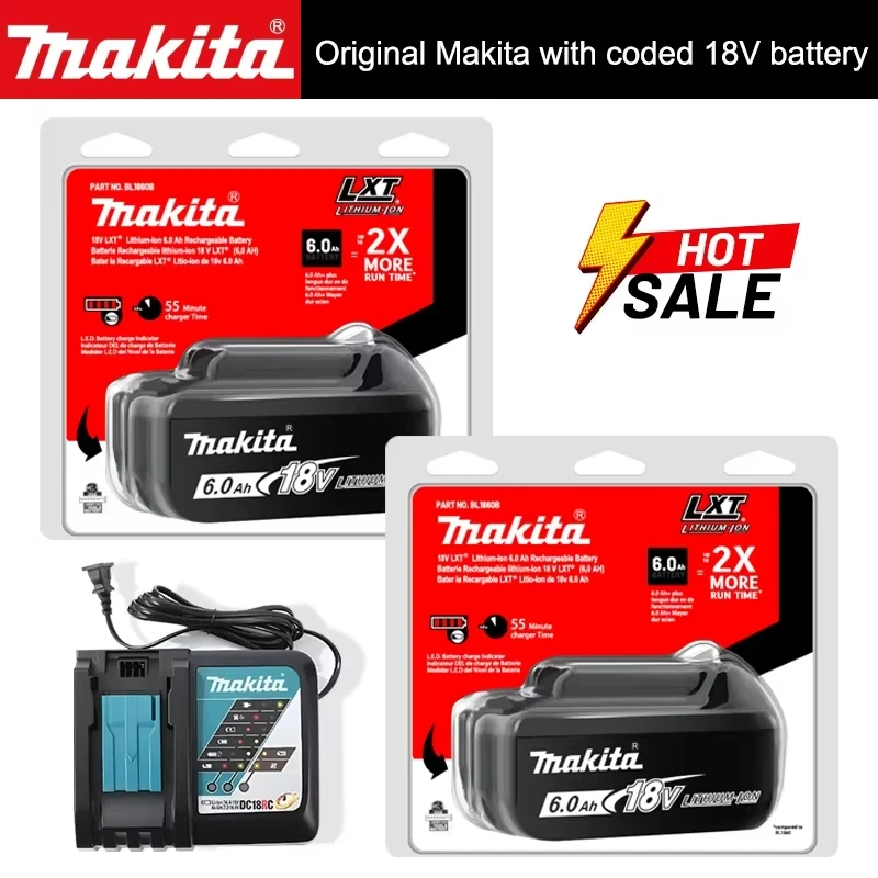 

100% оригинальная батарея Makita 6Ah/5Ah/3Ah для Makita 18 В BL1830B BL1850B BL1850 BL1840 BL1860 BL1815, сменная литиевая батарея