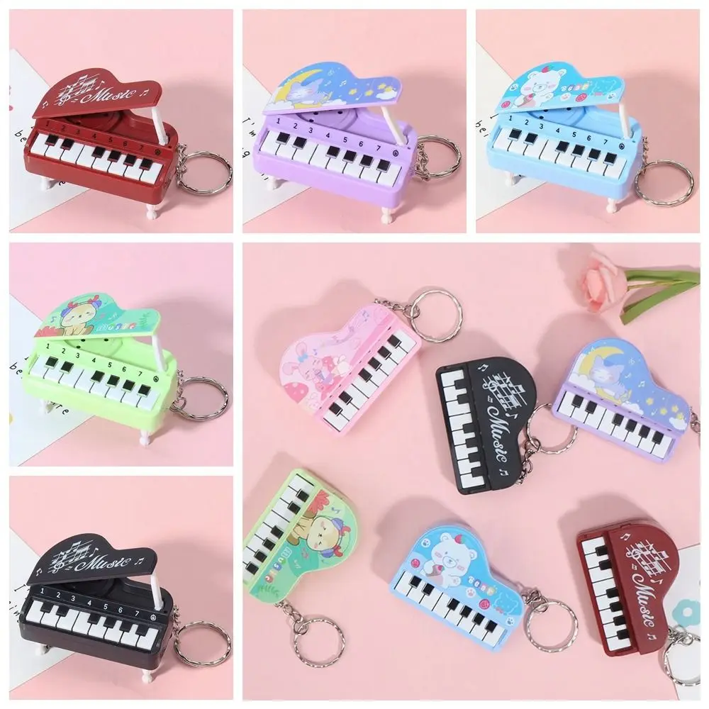 Effen kleur mini elektronische piano sleutelhanger verticaal konijn mini piano sleutel hanger kat schattig muziekinstrument piano sleutelhanger