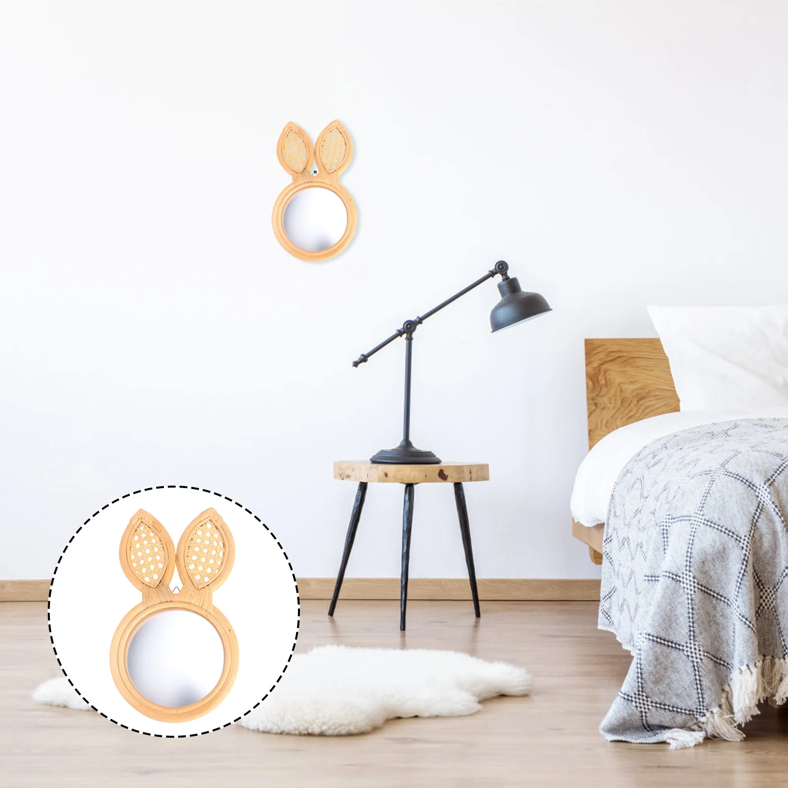 

1Pcs Rattan Makeup Mirror Woven Design Wall Hanging Decorative Mirror for Home Bathroom Bedroom Wall Art Decor Home Decor