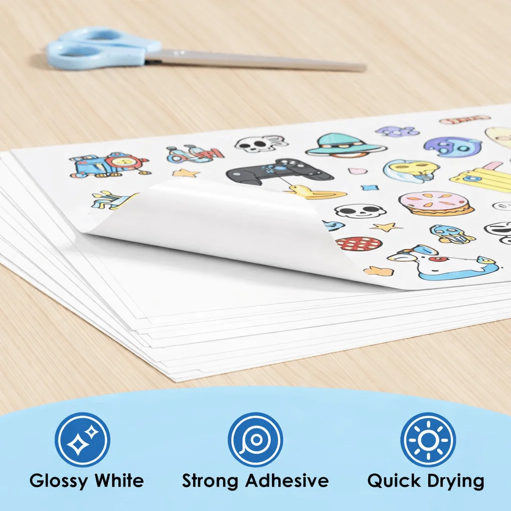 20 Sheets A4 Matte White/Transparent Printable Sticker Paper for Inkjet Printers– Self-Adhesive Label Paper for DIY Crafts