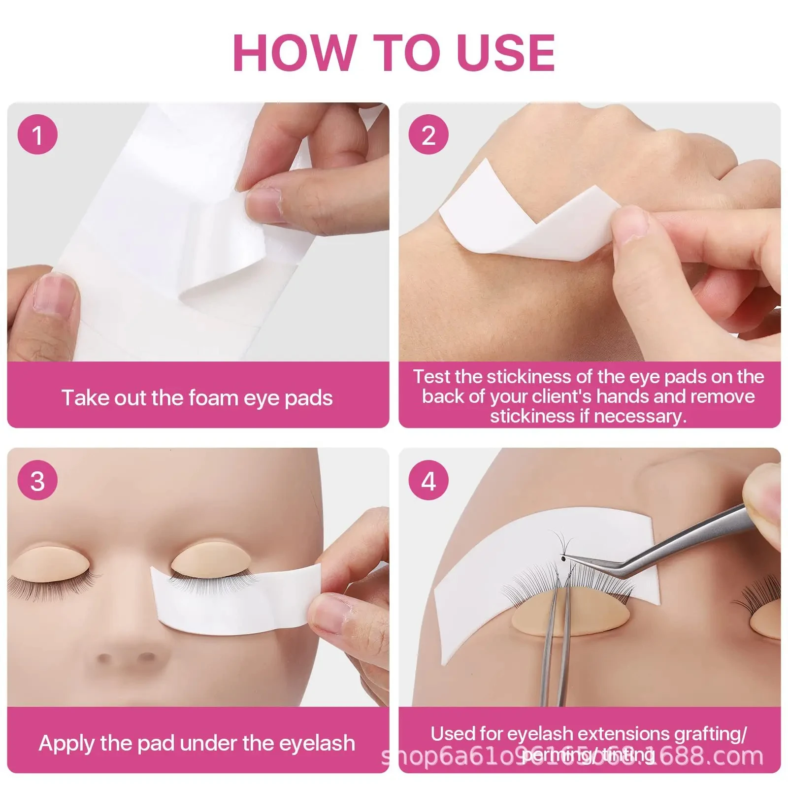 Patch pour les yeux en micro mousse PE, fournitures indolores pour les cils, ruban adhésif facile à enlever, autocollants de maquillage, tampon pour cils, 110 pièces