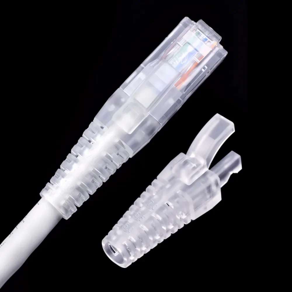 CNCOB Cat6 Transparent Rj45 Hut Stecker Schutz Kabel Cat 6a 5e Anschlüsse Hülse Blende 5,5-7,0 m 100 Stück
