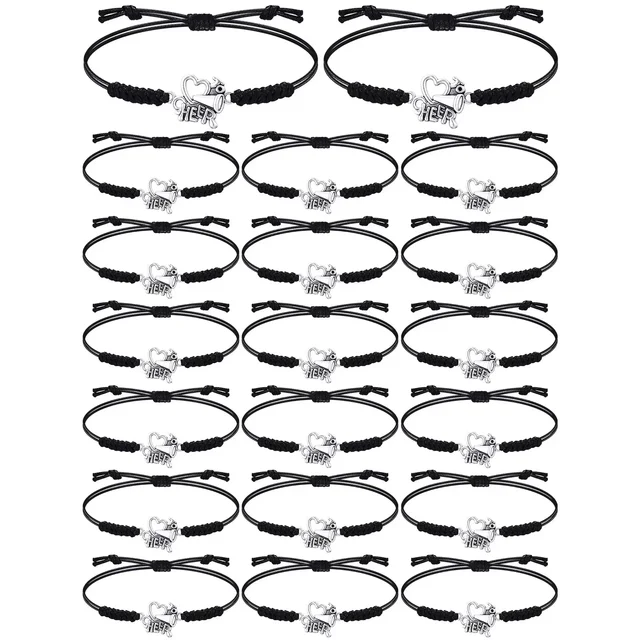 20Pcs Cheerleader Gifts Girls Cheerleading Bracelet Adjustable Charm Bracelets Cheer Heart Jewelry Team Cheerleading Accessories 5