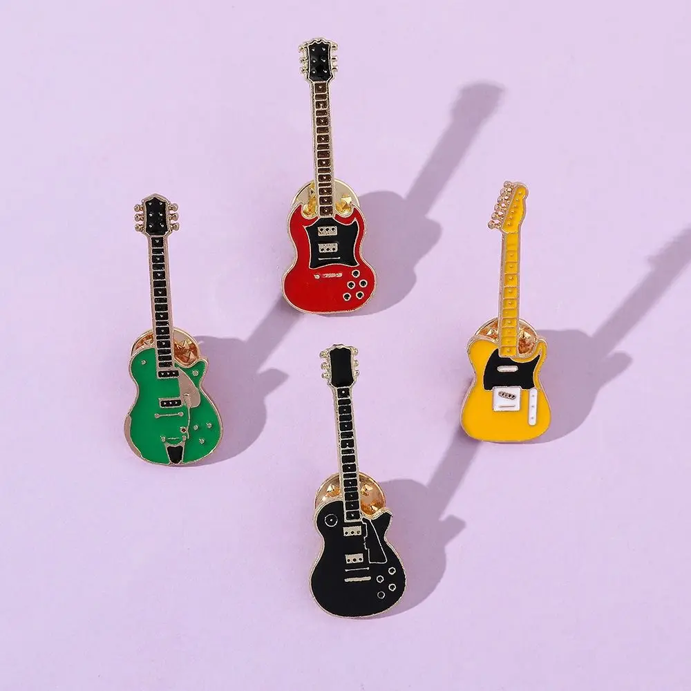 Hat Accessories Rock Band Guitar Brooch Funny Cartoon Guitar Lapel Badge Kpop Metal Guitar Enamel Pins Friends