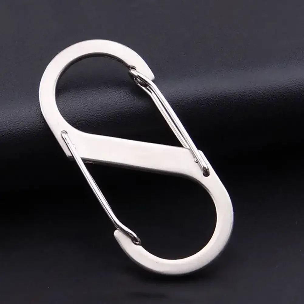 10Pcs S Type Mini Keychain Hook Stainless Steel Carabiner With Lock Anti-Theft Outdoor Camping Backpack Buckle Key-Lock Tool