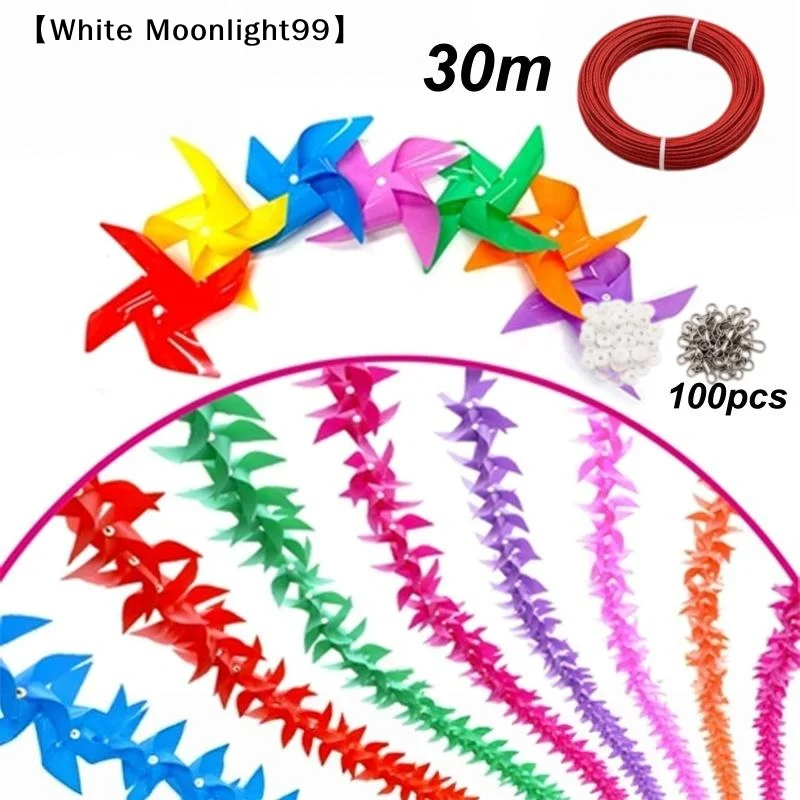 100Pcs Waterproof Sunproof Durable Plastic Pinwheels Fiesta Flag Party Supply For Home Garden Indoor Outside Decoration〔White〕