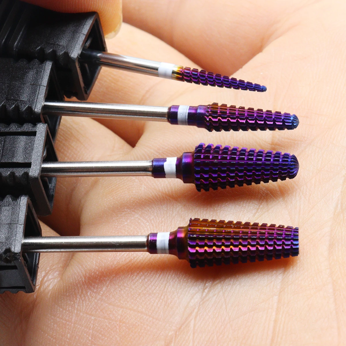 4pcs Kit Purple Pro Whole Carbide Nail Drill Bits Nail Art Electric Drill Machine Files Nail Art Tools Cut and Polish Nail Tools