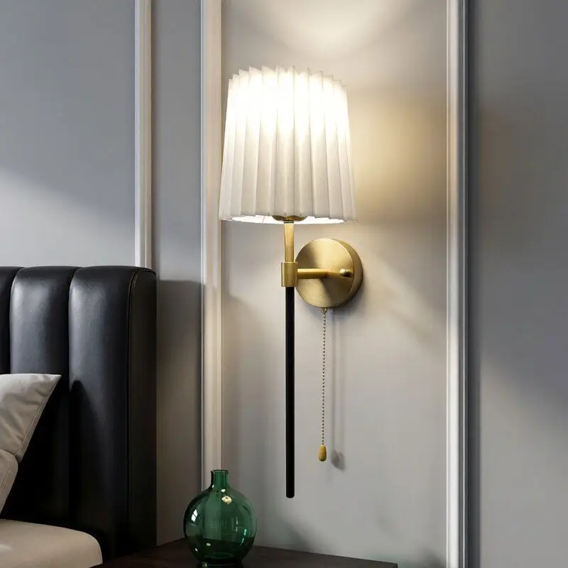 

Luxury European American Vintage Modern Fabric Wall Light LED Living Room Bedroom Bedside Hallway Decor Novelty New Energy