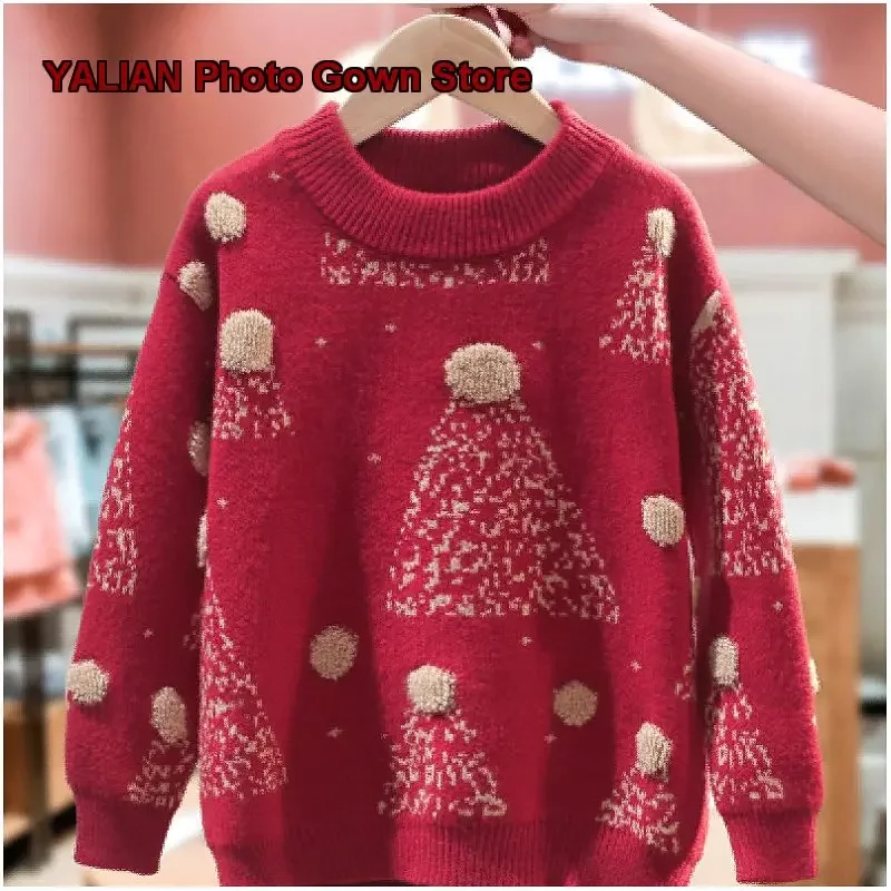 Girls Winter Knit Top Solid Color Stylish Warm Outerwear Older Kids