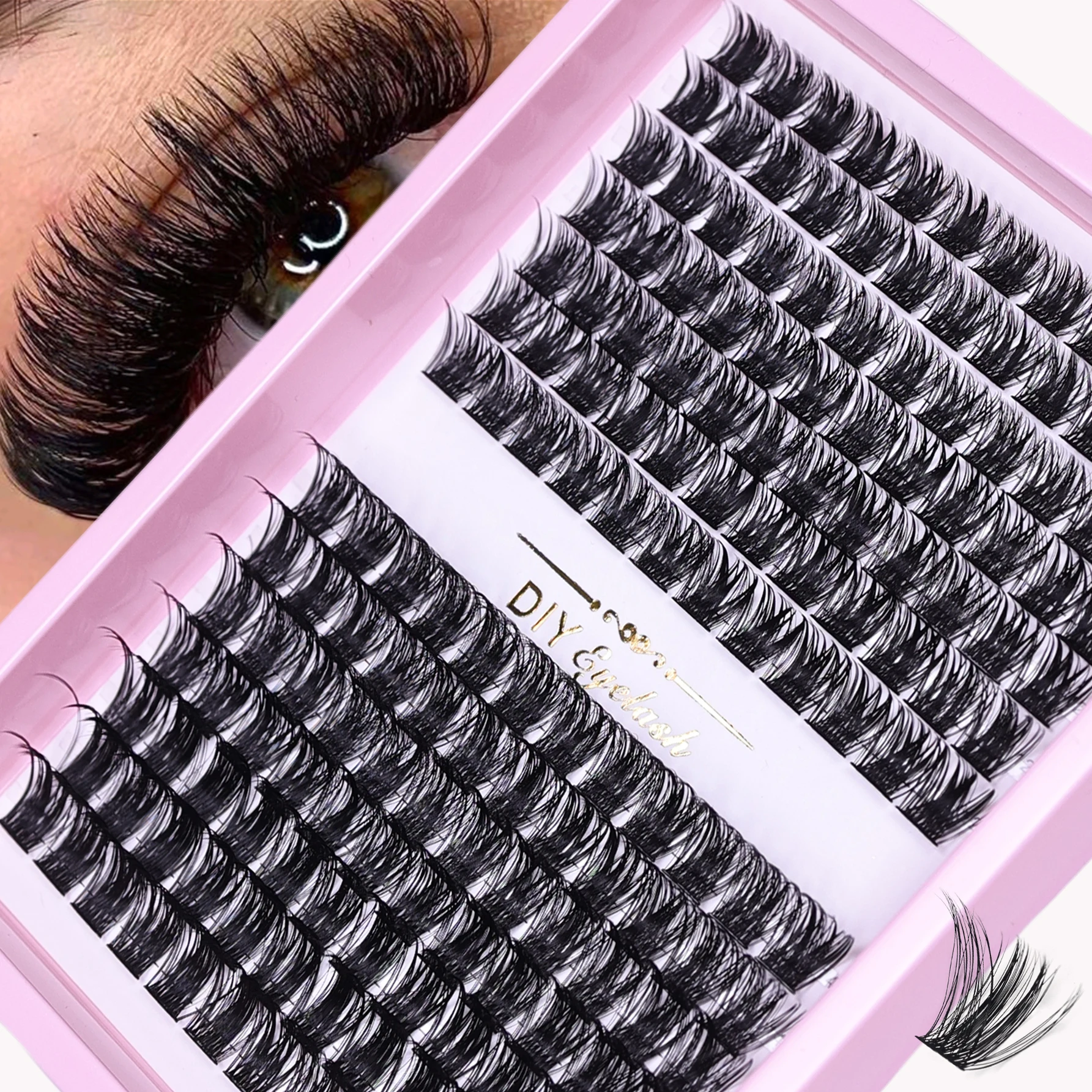 Wimperncluster, 168 Stück, Cluster-Wimpern, 10–16 mm, dünne Einzelwimpern, natürlicher Look, Wimpern, D-Locken-Cluster-Wimpern, DIY-Wimpern