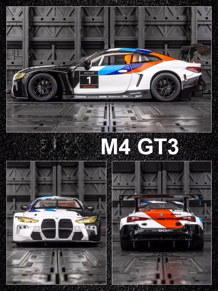 รถของเล่นโลหะหล่อจากโมเดลรถยนต์สปอร์ตอัลลอย GT3 1:24ของเล่นยานพาหนะจำลองการสะสมเสียงและแสงของขวัญสำหรับเด็ก