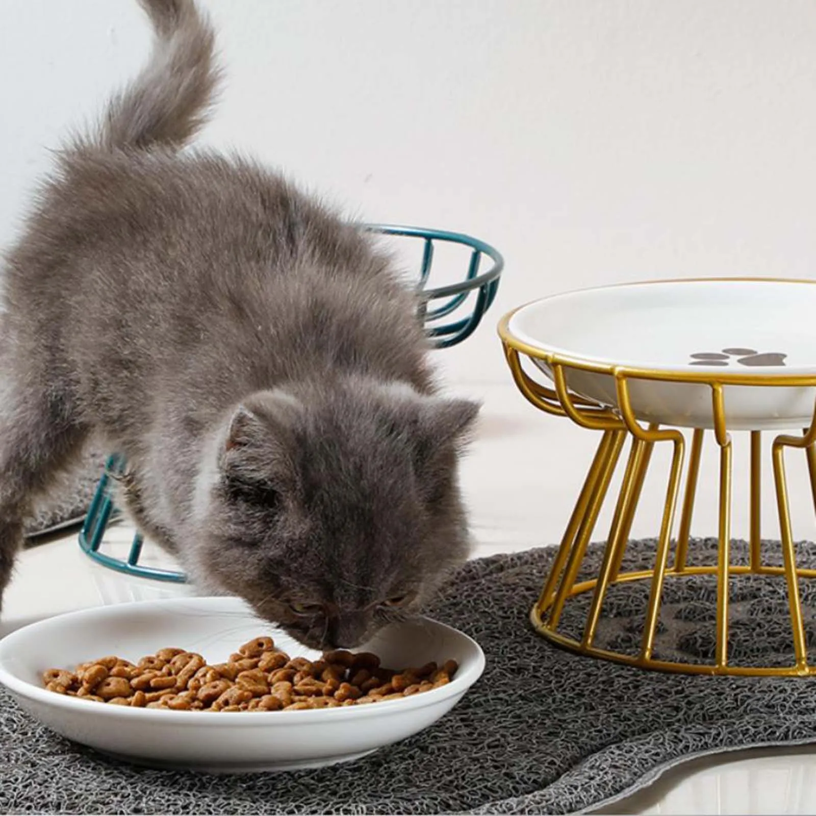 Metal Raised Stand for Cat Lift Bowl for Pet Ceramic Food Snacks Feeder Elevated Feeder Kitten Puppy Dish Dog Feeding Supplies