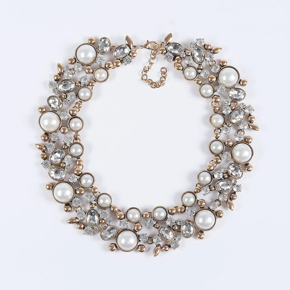 2024 New Fashion Heavy Faux Pearl Large Collar Statement Choker Necklace Women Indian African Statement Big Bib Necklace Jewelry