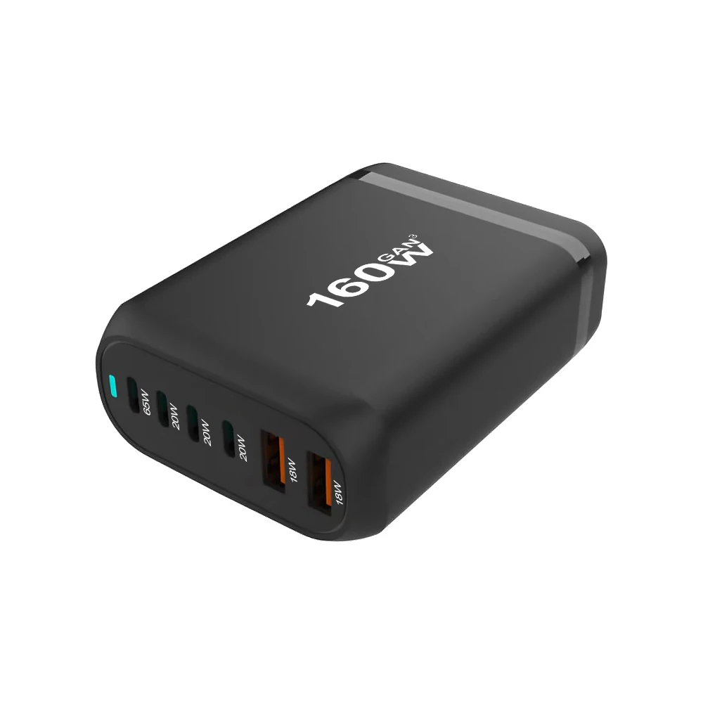 160W Gan Fast Charge 3.0 USB Type C Fast Charger Mobile 6-port USB Type C PD Charger Convenient To Carry Tablet Charger