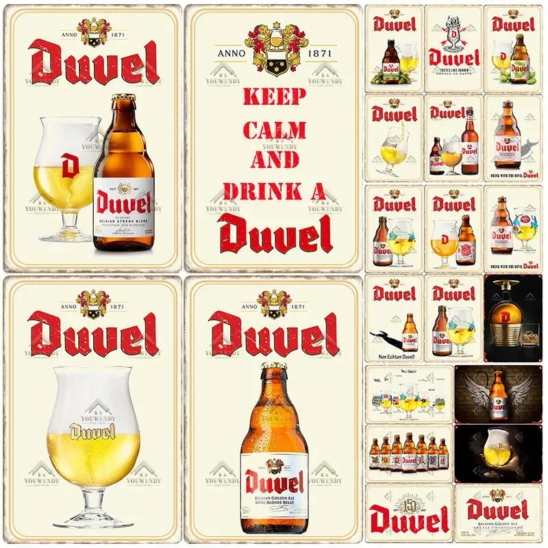 Metall-Blechschild-Poster für Pub, Bar, Männerhöhle, Club, Wanddekoration, Vintage, Belgien, Biermarke, dekoratives Plakette, 20 x 30 cm
