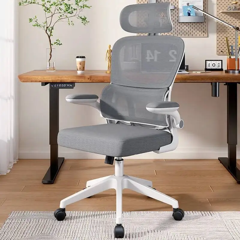 Ergonomic Mesh Desk Office Computer Chair Flip-up Arms Adjustable Headrests Office Chair Comfortable Lumbar Support for Home