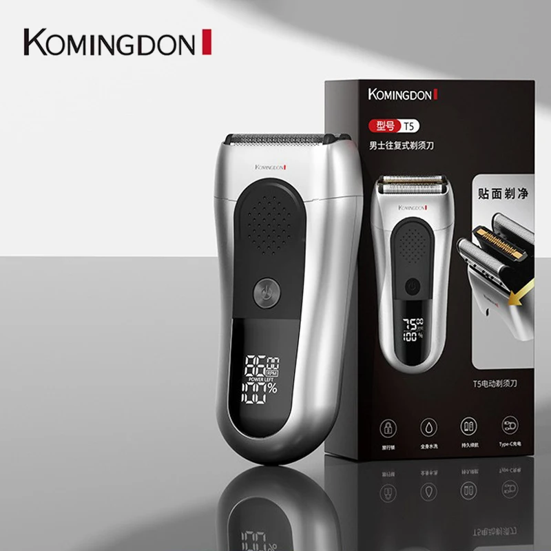

Komingdon Reciprocating Foil Electric Shaver Washable Wet Dry Beard Trimmer USB Rechargeable Face Hair Removal Machine Razor Men