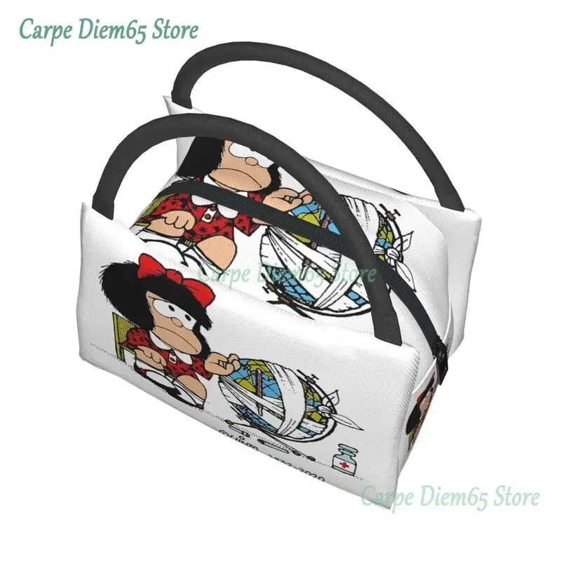 Quino Comics Mafalda Insulated Lunch Tote Bag for Women Cartoon Manga Portable Cooler Thermal Food Lunch Box Hospital Office