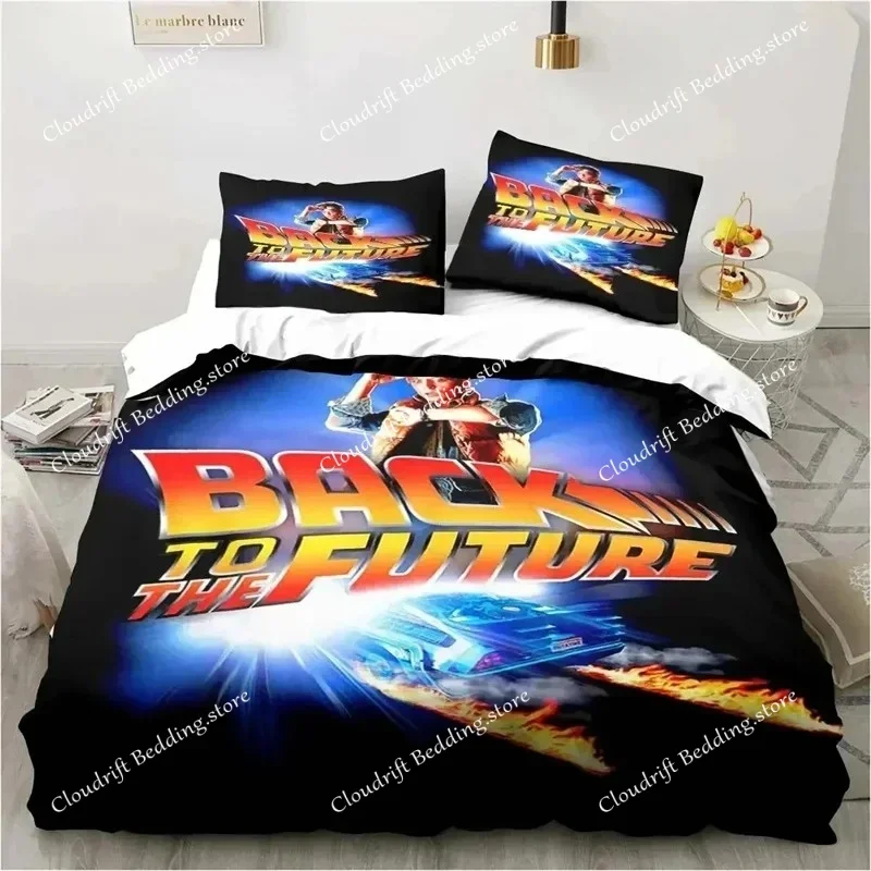 Back To The Future Classic Movie Retro Bedding Set Bed Three Piece Set Single Double Bed Queen Size King Quilt Cover Boy Gift026