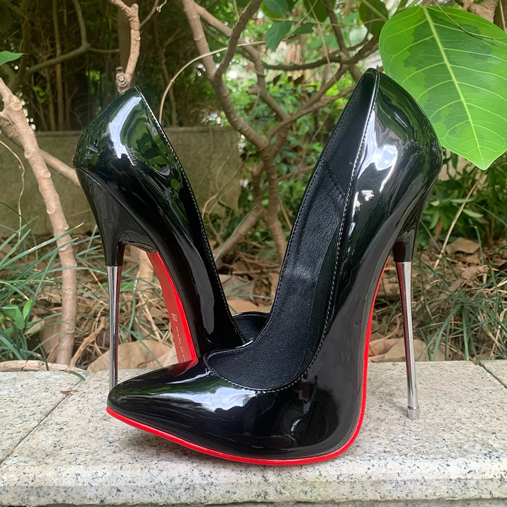 

Newly Chic Black 16cm Extreme Metal High Heels Stilettos Women Black inside Pumps Fetish Catwalk Unisex Shoes Size46