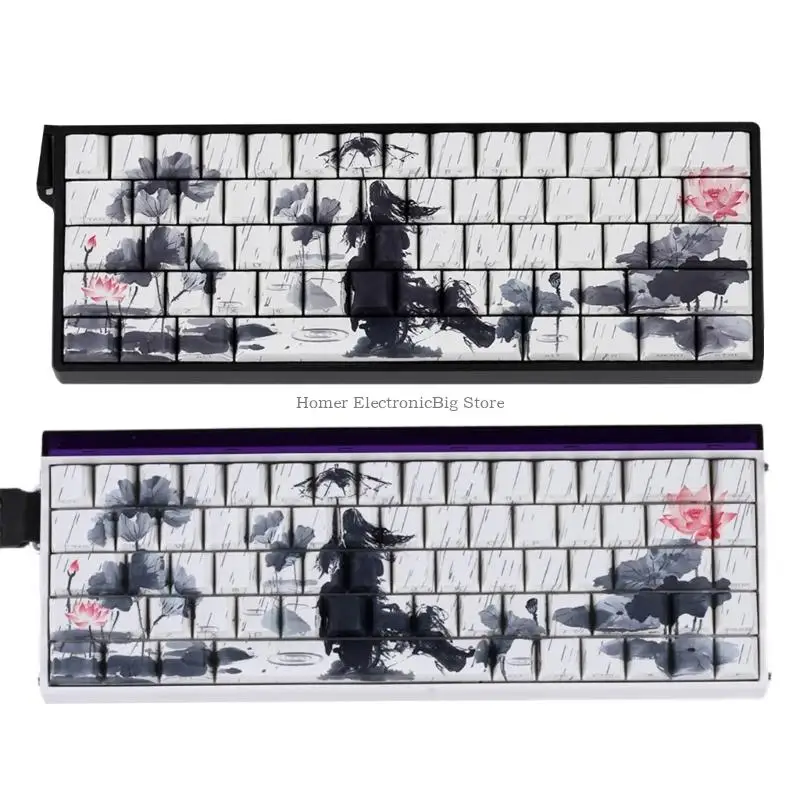 

Rain Flower Keycaps PBT Sublimation Side Engraved Keycap For Mechanical Keypad KINO