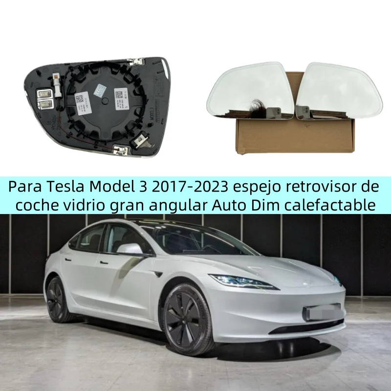 

Para Tesla Model 3 2017-2023 espejo retrovisor de coche vidrio gran angular Auto Dim calefactable Auto Dim espejo de cristal