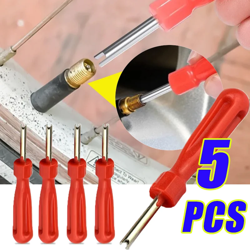 5PCS Valve Core Screwdriver American Tire Valve Core Wrench Removal Tool Tire Adjustment Bleeding Bicycle Repair Tools