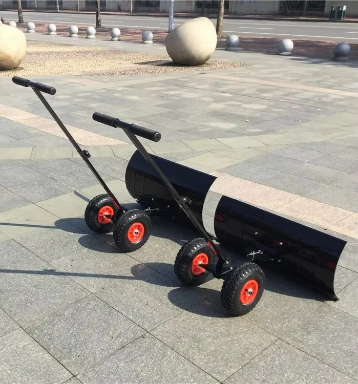 Multi Function Two Wheels Adjustable Steel Snow Plow Removable Adjustable Handle Manual Snow Shovel with Wheels