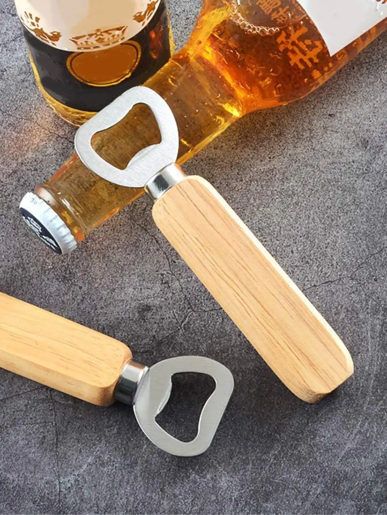 Leeseph Wood Handle Bottle Opener Beer Bottle Openers Bartender Bottle Openers Soft Drinks Bottle Opener for Home Bar Restaurant