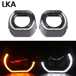 2 pcs 2.5 Inch 3 Inch Black Shrouds Cover LED Angel Eyes for Koito Q5 Hella Bixenon Hid Projector Lens Shell Car Headlight