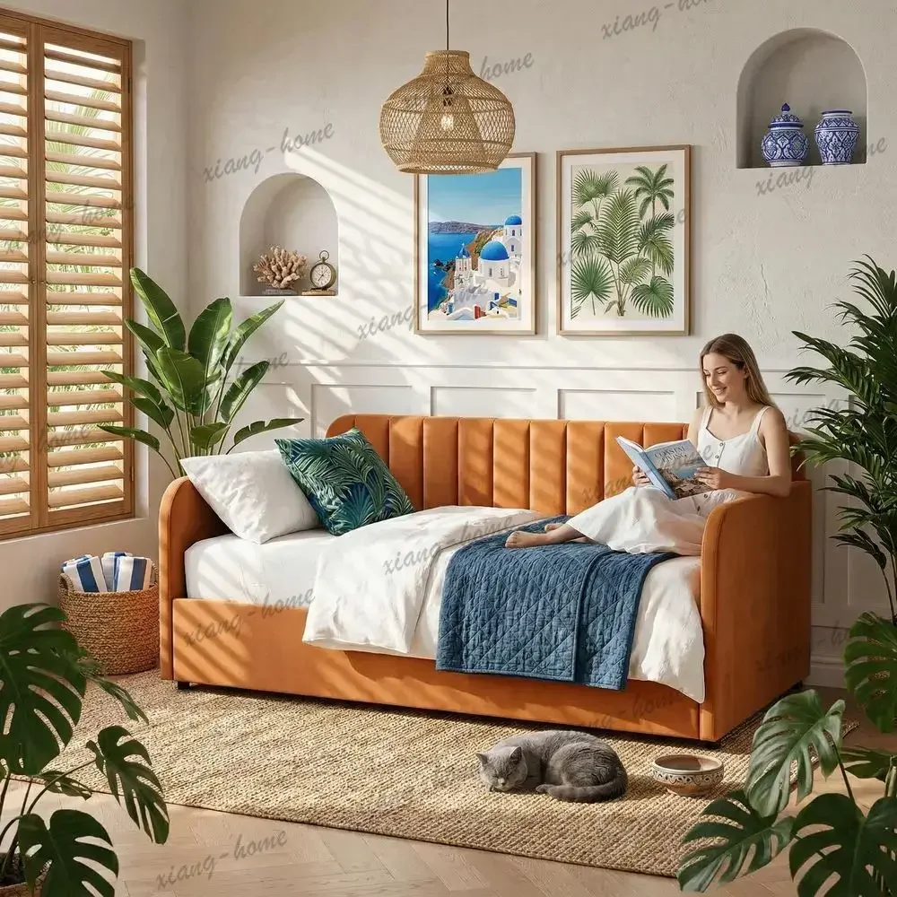 lsDay Bed with Lift Up Storage, Velvet Vertical Tufted Daybed with Storage, Heavy Duty Slats Support, No Box Spring Needed, for