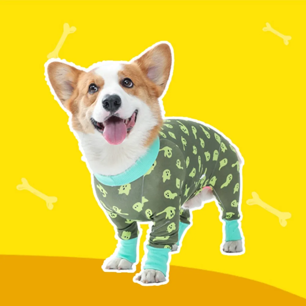 Pet 4 Leg Long Sleeve Pajamas Recovery Onesie For Anti Licking Wound Care Dogs Comfortable Anti-UV Onesie Jumpsuit Jammies