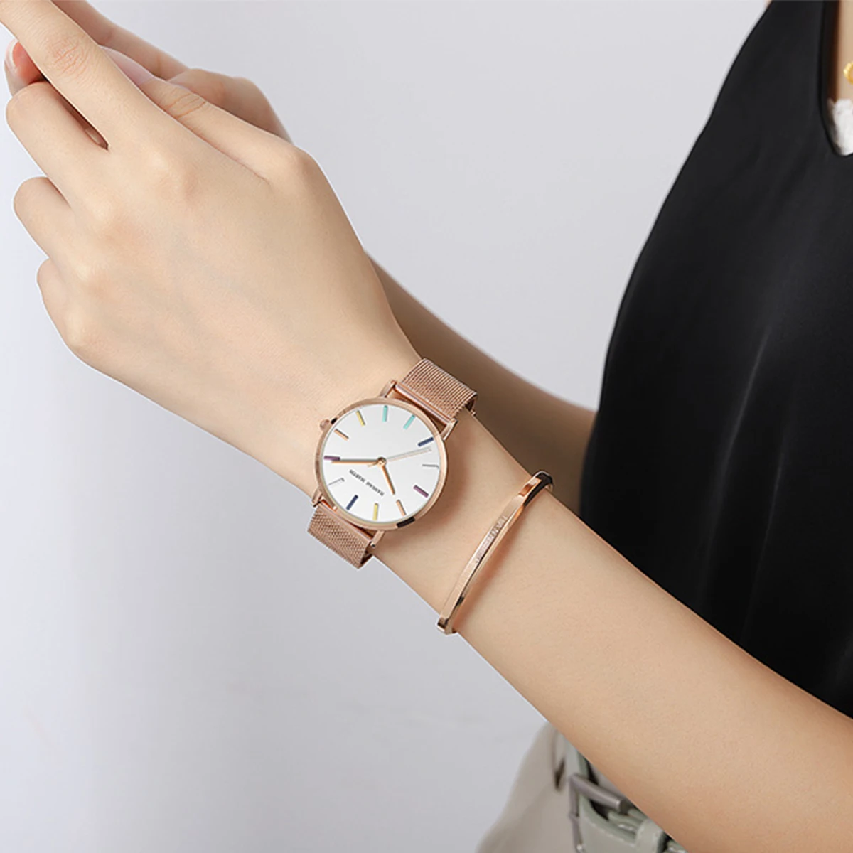 Hannah Martin Top Vrouwen Horloge Bohemian Stijl Eenvoudige Roestvrijstalen Mesh Band Originele Japanse Movement Mode Armband Horloge