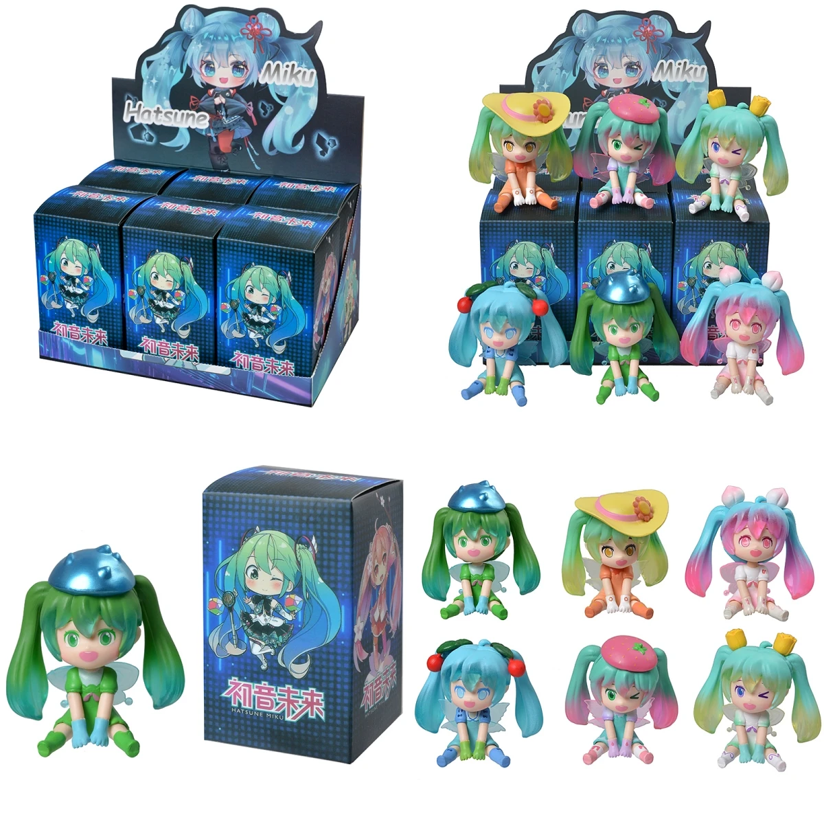 New In Original Box 6Pcs Hatsune Miku Sit Model Figure Princess Project Diva Virtually Cute Children Gift Beautiful Collection