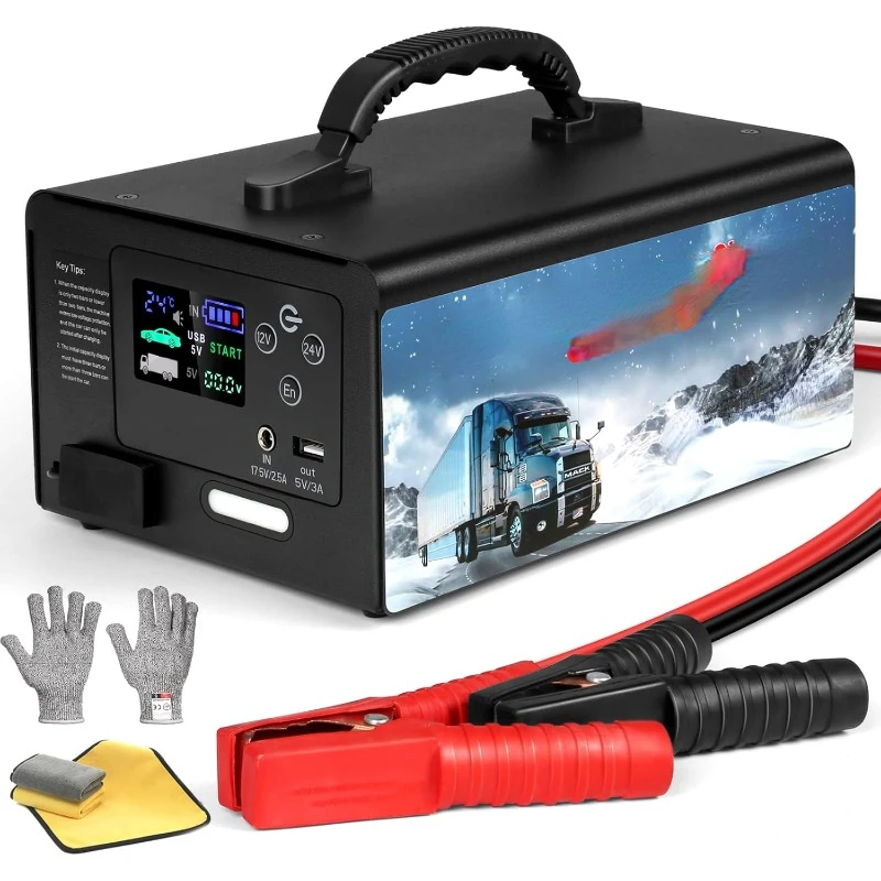 

10000A Jump Starter,FlyAuto 155WH Car Battery Jump Starter for All Gas or Diesel,24V/12V Heavy Duty Lithium Jump Box, Portable