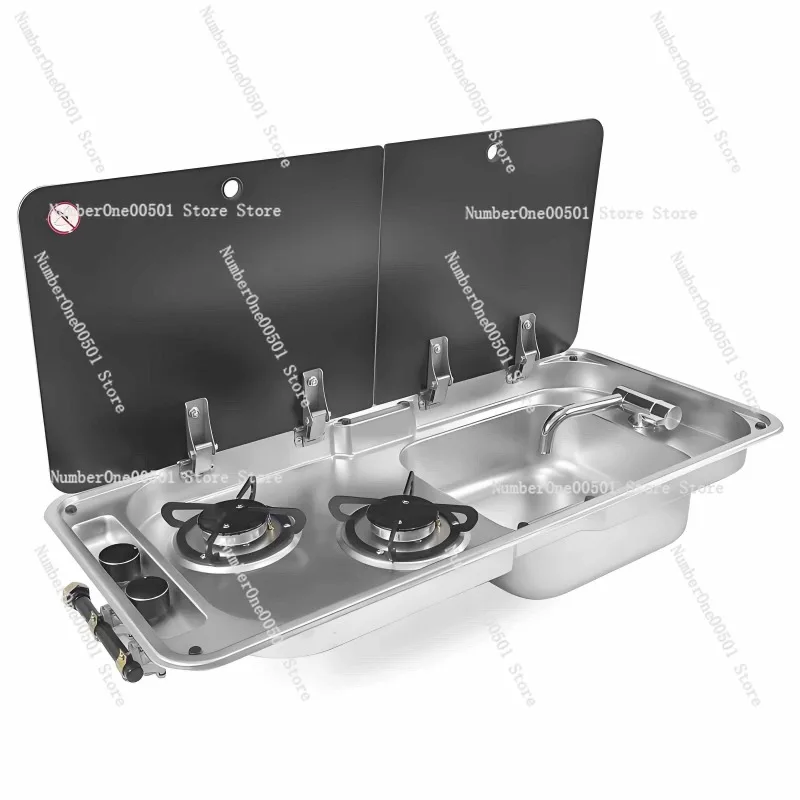 

Yacht Integrated Gas Stove Stainless Steel Double Burner with Sink Modification Kit