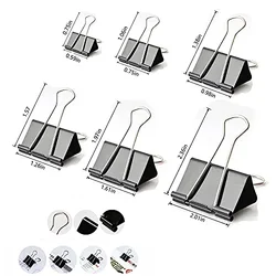 10/5pcs High Quality Black Color Clips Paper Clips School Metal Portable New Office Paperwork Supplies Stationery Binder Clip