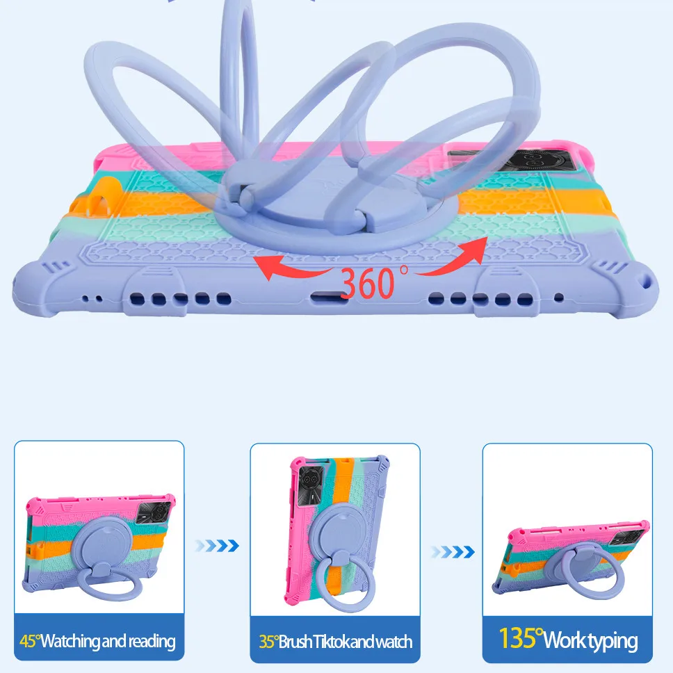 360 Rotating Soft Silicone Case For Huawei MatePad SE 11 2024 Full Body Protection Shockproof Kickstand Tablet Cover