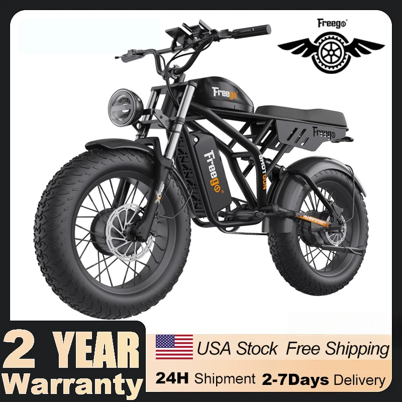 

FREEGO F0 Electric Bike for Adults 20 Inch Fat Tire Off Road E-Bike 48V10.4AH lithium Battery Powerful Mountain Electric Bicycle