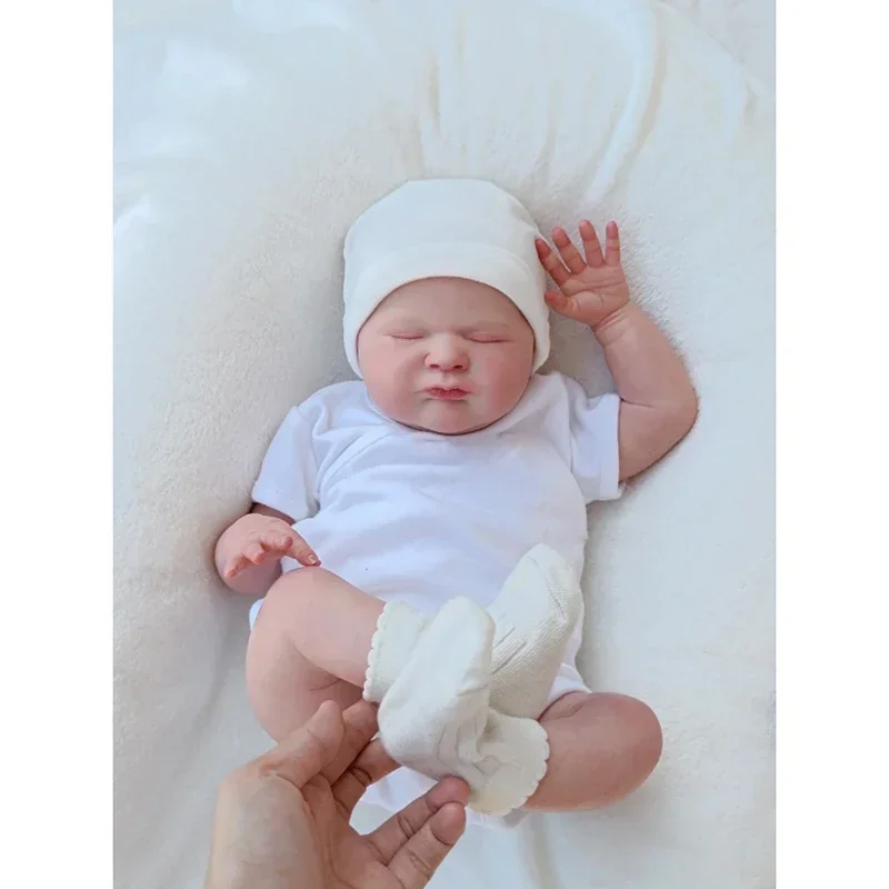 48CM Already Finished Reborn Baby Doll Max Sleeping Newborn Baby 3D Skin with Visible Veins Muñecas Bebés Reborn Same As Picture