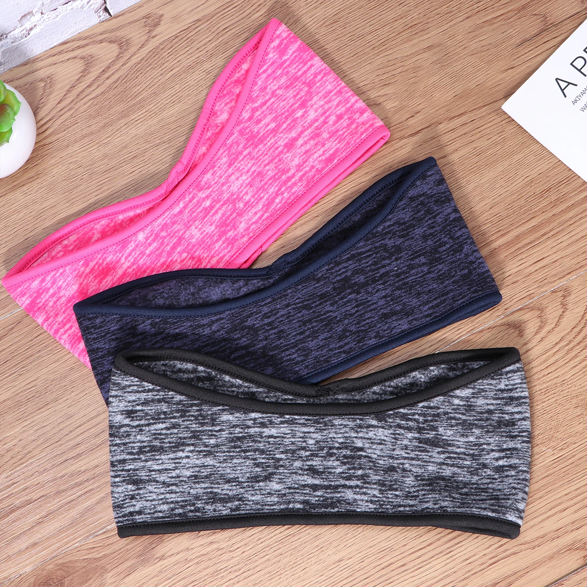 

3Pcs Ear Warmers Fleece Headband Sweat Absorbent Non-Slip Running Hiking Outdoor Ear Muffs Grey Blue Rosy Fleece Headband