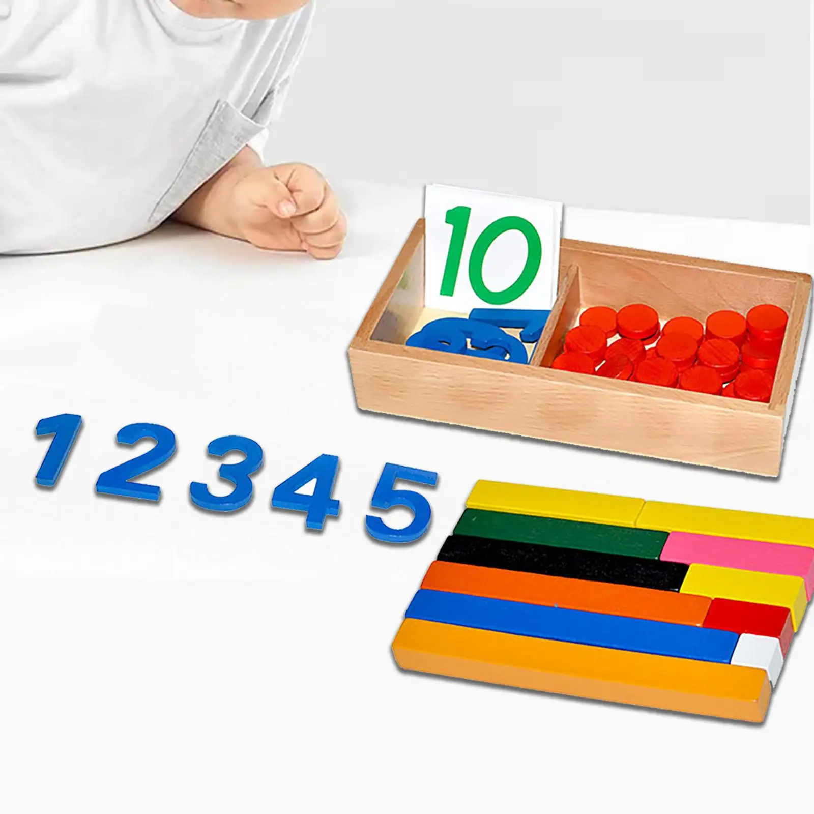 Montessori Number Cards & Counters Mathematics Teaching Aids Educational Toy for Preschool Kids Children Kindergarten Homeschool