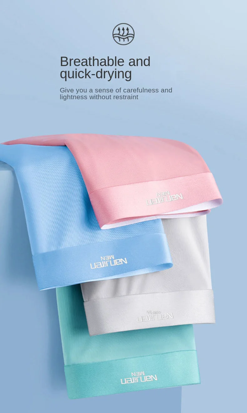 4 stücke Boxershorts männer Eis Seide Unterwäsche Coole Unterhose Atmungsaktive Sexy Dünne Höschen U Konvexen Dessous Großhandel Viele L-6XL – Detail 11