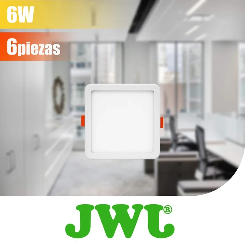 JWJ 6pcs 6W ultra-thin embedded LED square downlight Spotlight High glare free base Adjustable home commercial LED panel light