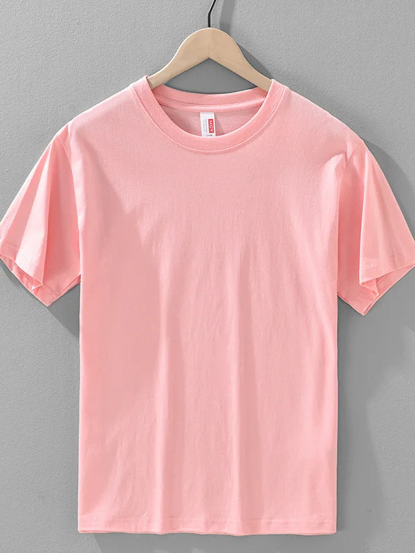

Basic Color Men's T-shirt round Neck Pure Cotton Casual Summer New Style Fashionable Base Shirt Comfortable Loose Fit