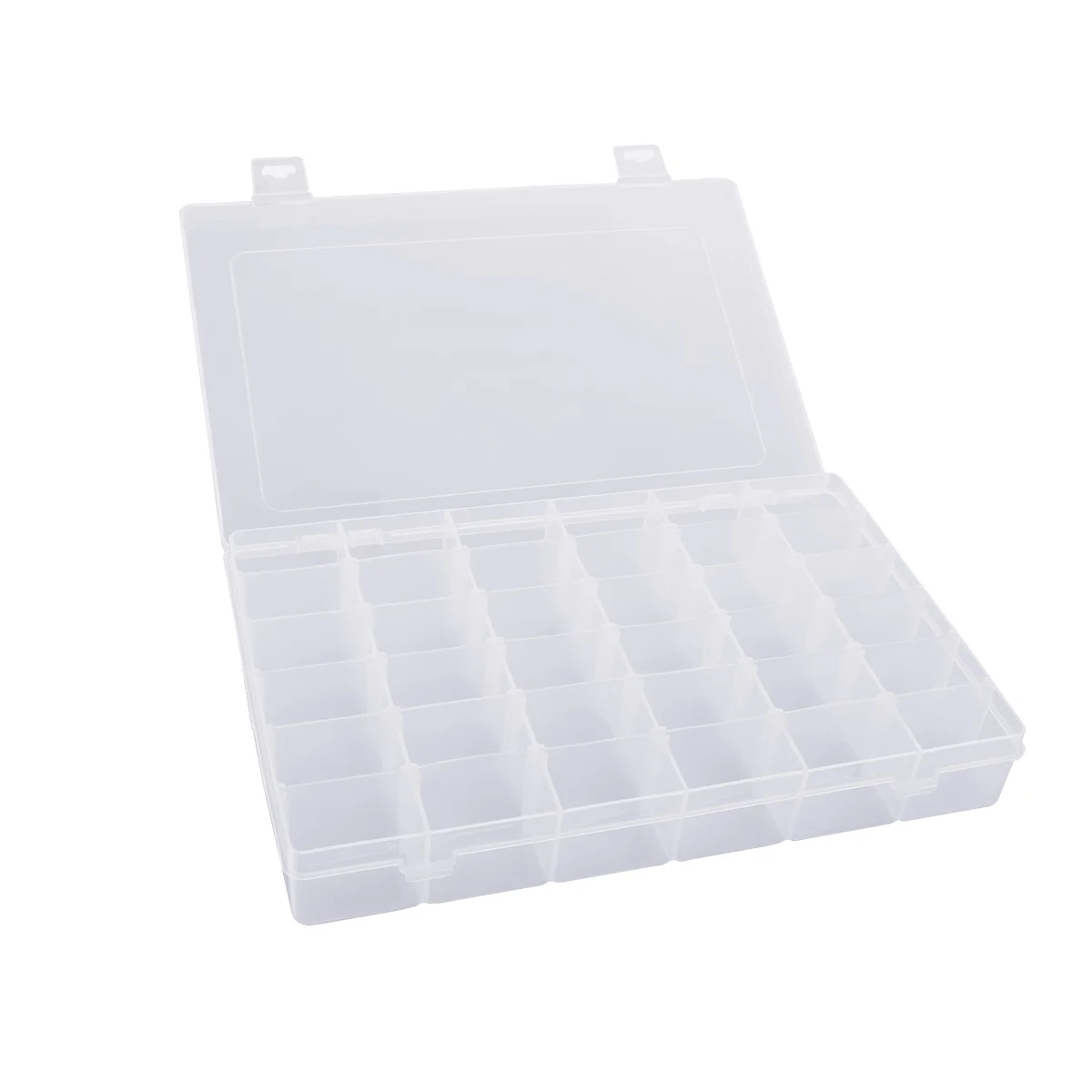 

Portable 36-Grid Clear Hard Plastic Adjustable Jewelry Organizer Box Storage Container Case with Removable Dividers